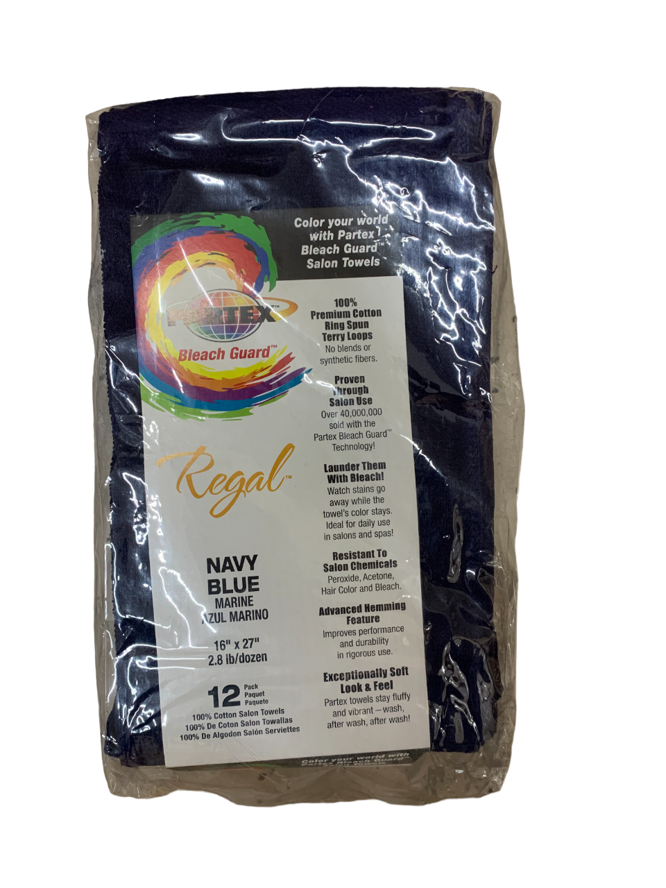 Partex Bleach Towel Navy Blue 1 Dozen